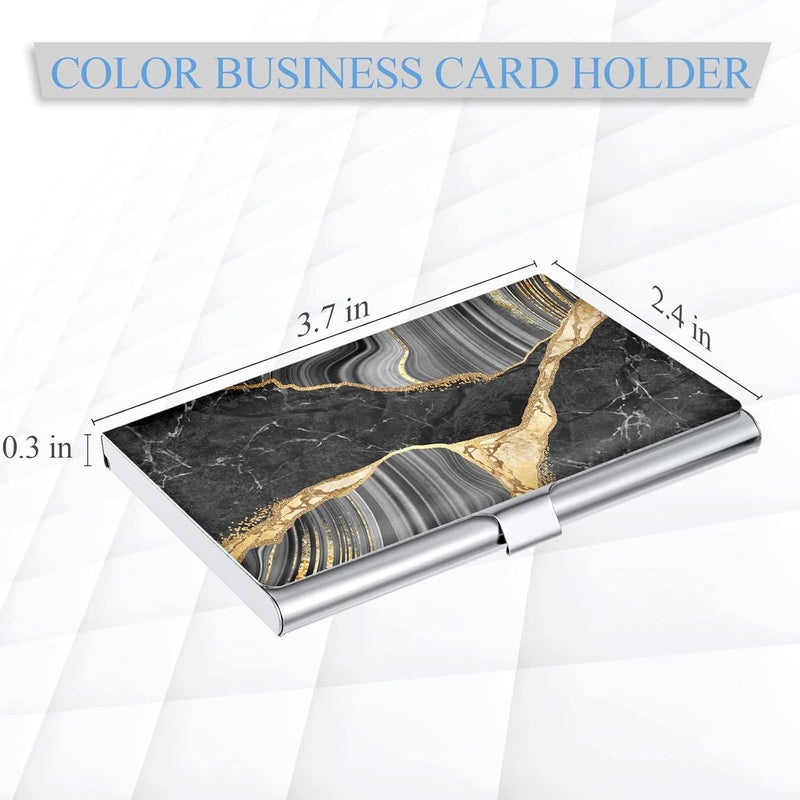 Xavier Business Card Holder，Color Printing Men's and Women's Business Card Case，Ultra-Thin Metal Business Card Organizer，Carry-on Pocket Wallet Business Card Holder,Black Veined Marble - Image 2